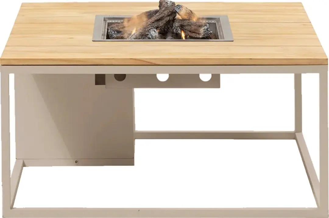 Cosi Cosiloft 100 Vuurtafel Sandy Beige Frame / Teak Top 100 x 100 cm
