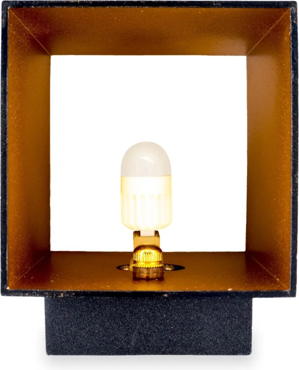 Groenovatie Wandlamp Vierkant G9 Mat Zwart & Goud - afbeelding 4 van 6