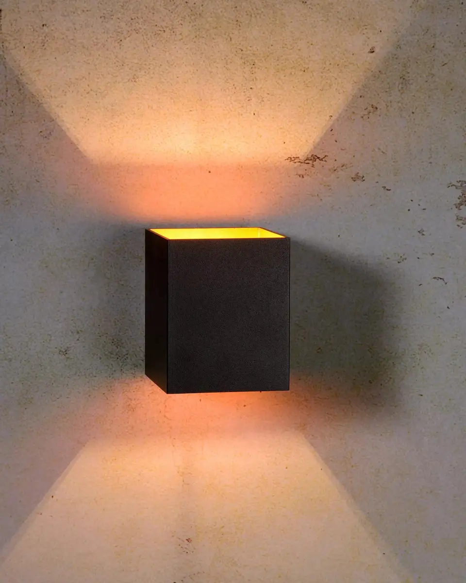 Groenovatie Wandlamp Vierkant G9 Mat Zwart & Goud