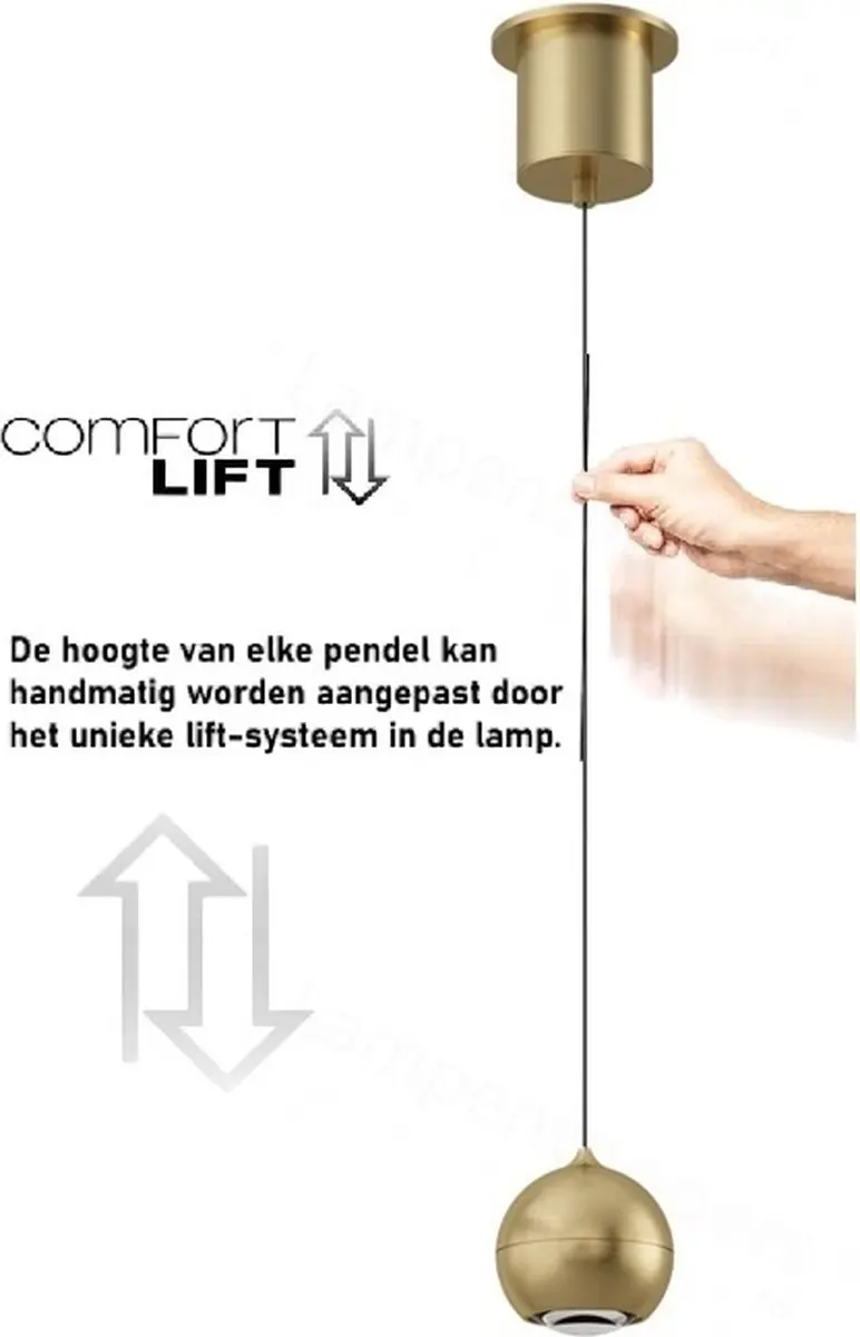 Artdelight Hanglamp Miami 1 Lichts Ø10cm - Goud