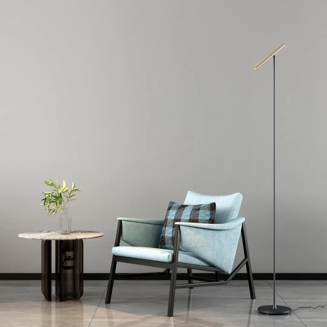 Artdelight Kansas Vloerlamp 140cm - Touch dimmer - Zwart/Champagne