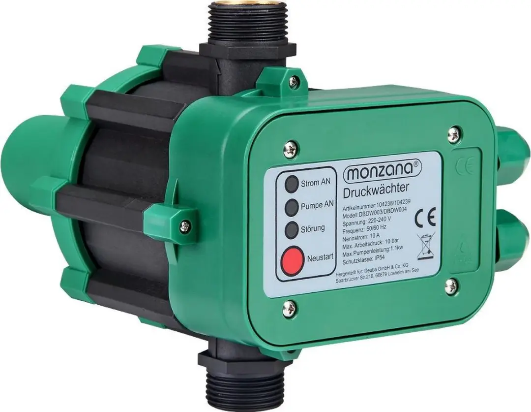 Deuba Drukschakelaar 10 Bar - 1100W - voor Hydrofoor/Tuinpomp