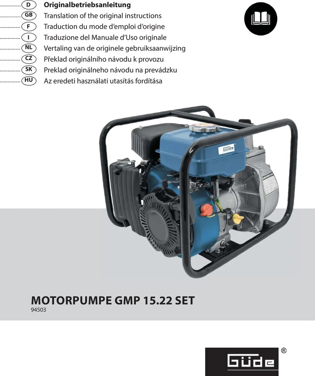 Güde GMP 15.22 4-Takt Waterpomp - 15.000 l/u - Incl. slangenset