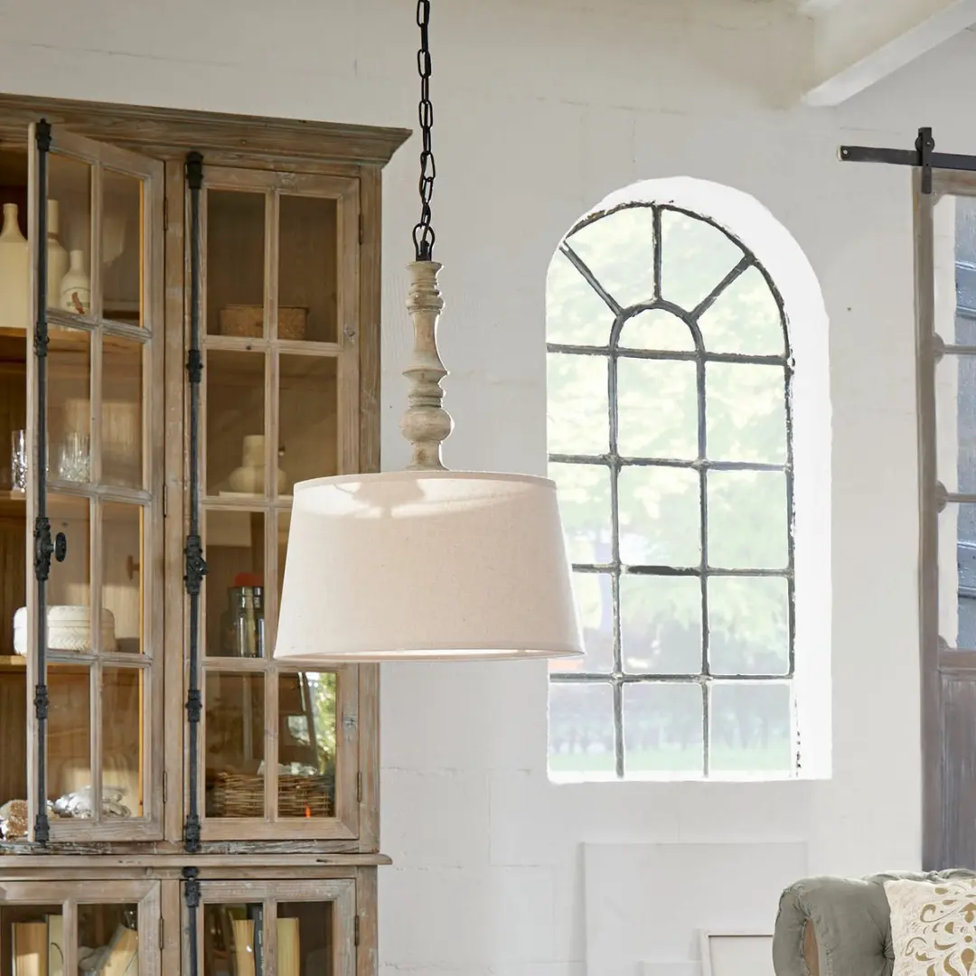 Loberon Martigny Hanglamp - Ø46cm - Beige - afbeelding 4 van 6