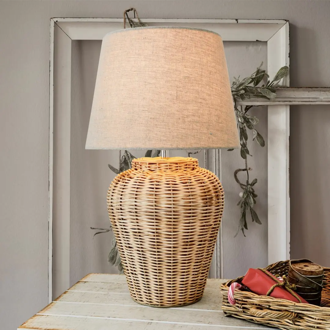 Loberon Ernée Tafellamp - 25W - Ø30cm - Beige - afbeelding 5 van 6