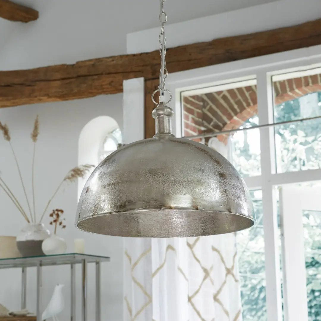 Loberon Hanglamp Kandi - Ø40cm - Zilverkleurig - afbeelding 3 van 6