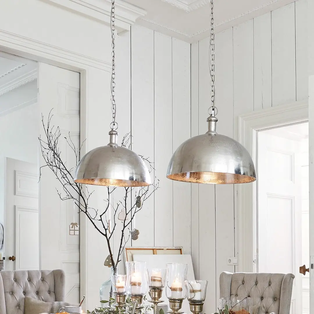 Loberon Hanglamp Kandi - Ø40cm - Zilverkleurig - afbeelding 6 van 6