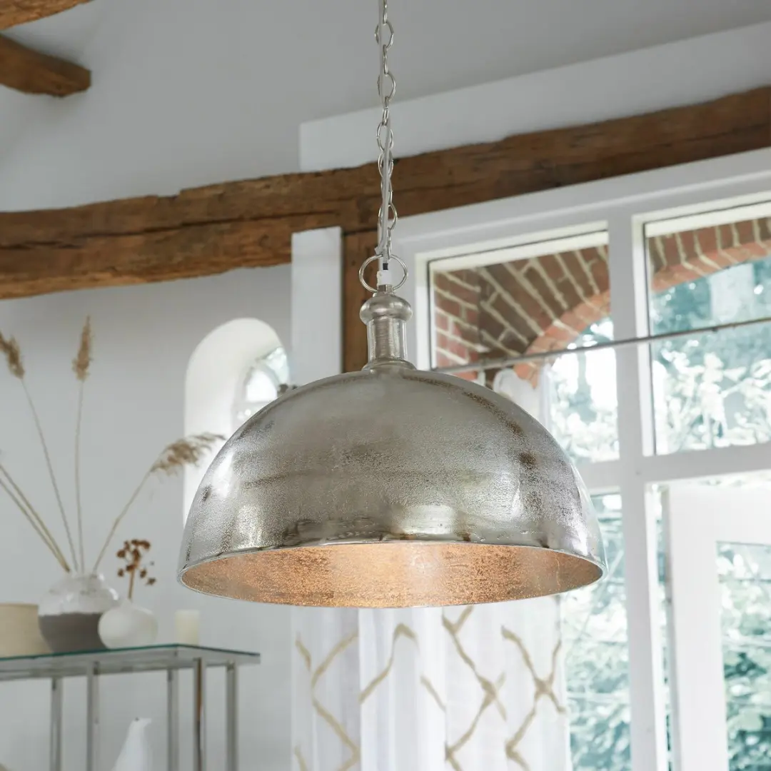 Loberon Hanglamp Kandi - Ø40cm - Zilverkleurig - afbeelding 5 van 6