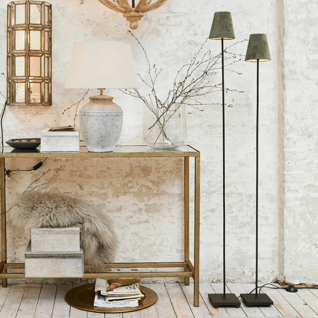 Loberon Tacoma Staande Lamp - 2 Stuks - Kaki/Zwart - afbeelding 3 van 4