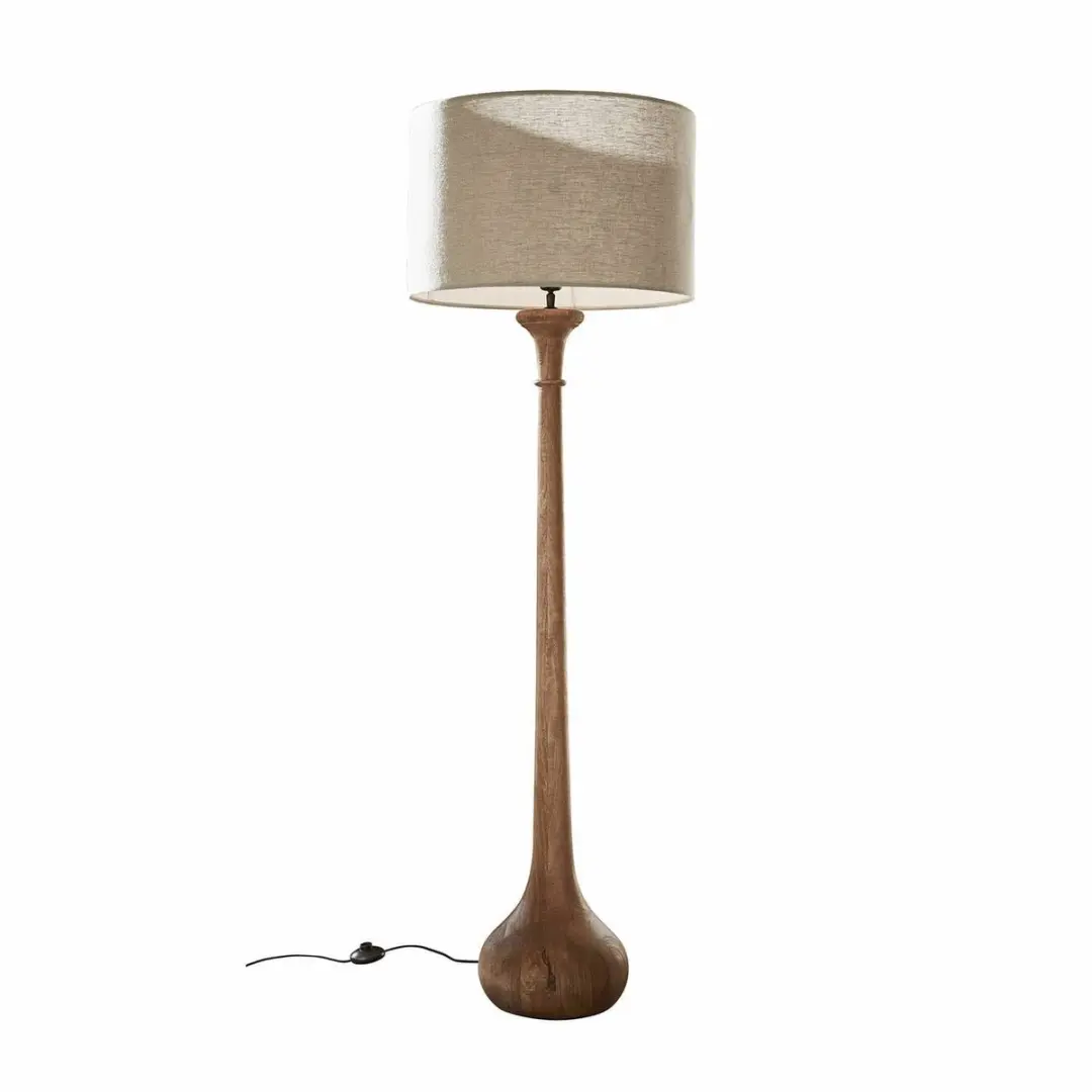 LOBERON Staande lamp Andrées bruin/linnen