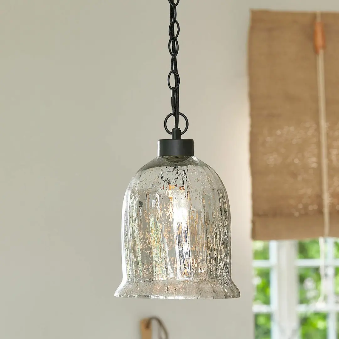 Loberon Yvron Hanglamp - Antiekzilver/Zwart - Ø20cm - afbeelding 5 van 6