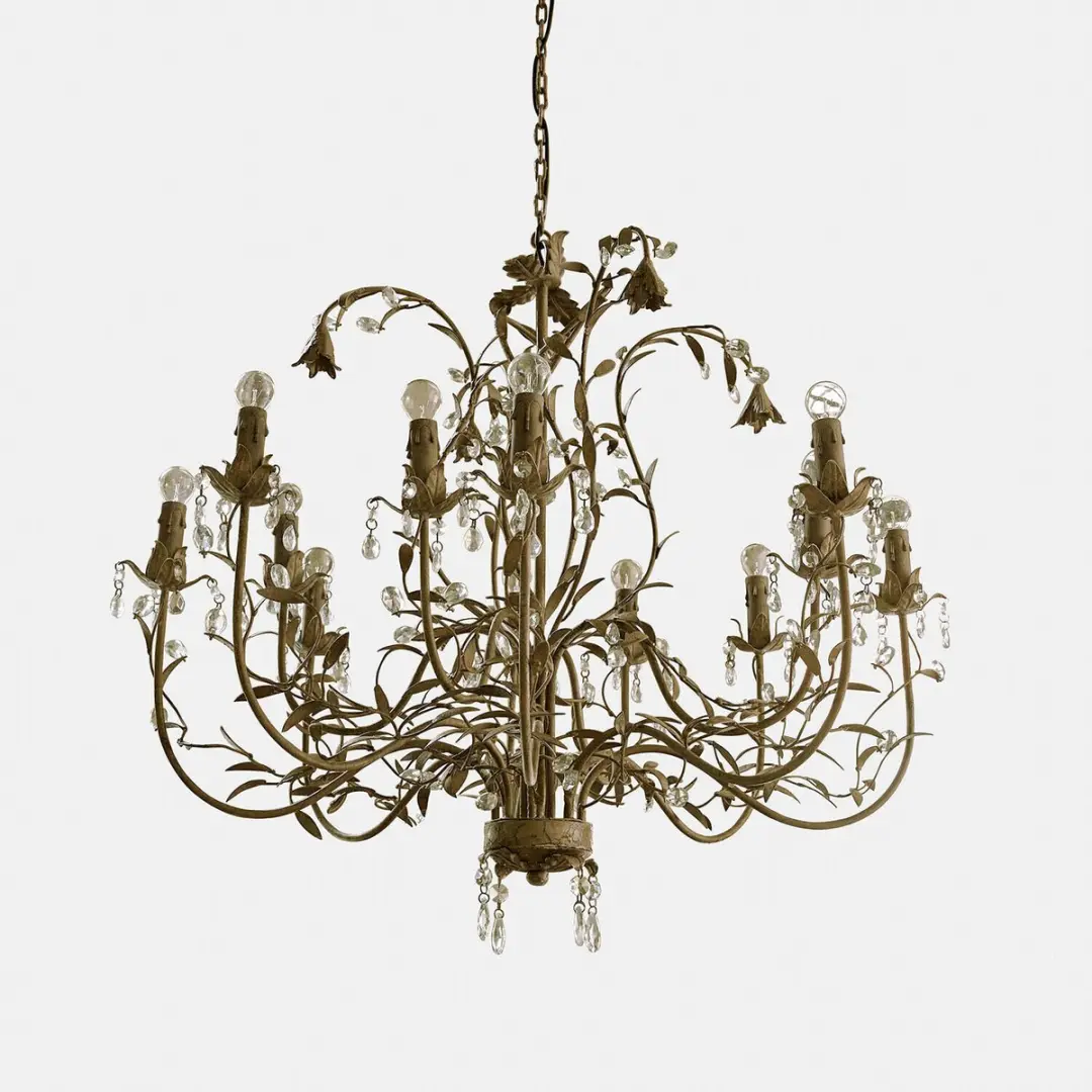 Loberon Opérancourt Kroonluchter - Ø102cm - Antiekgrijs/Heldere glas - afbeelding 2 van 6