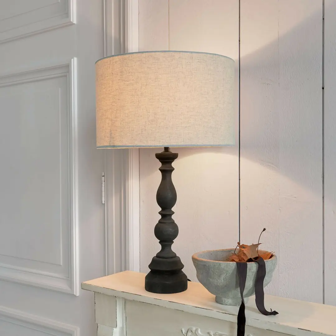 Loberon Freydaal Tafellamp - 25W - Ø38cm - Antikzwart/Beige - afbeelding 5 van 6