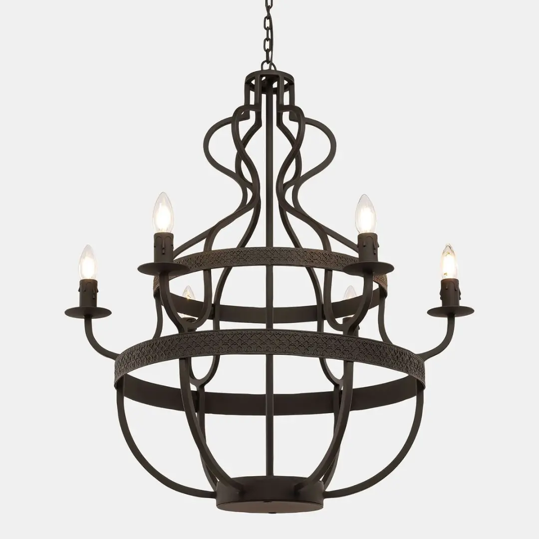 Loberon Haldrin Kroonluchter - 72cm - Antiekzwart - afbeelding 6 van 6