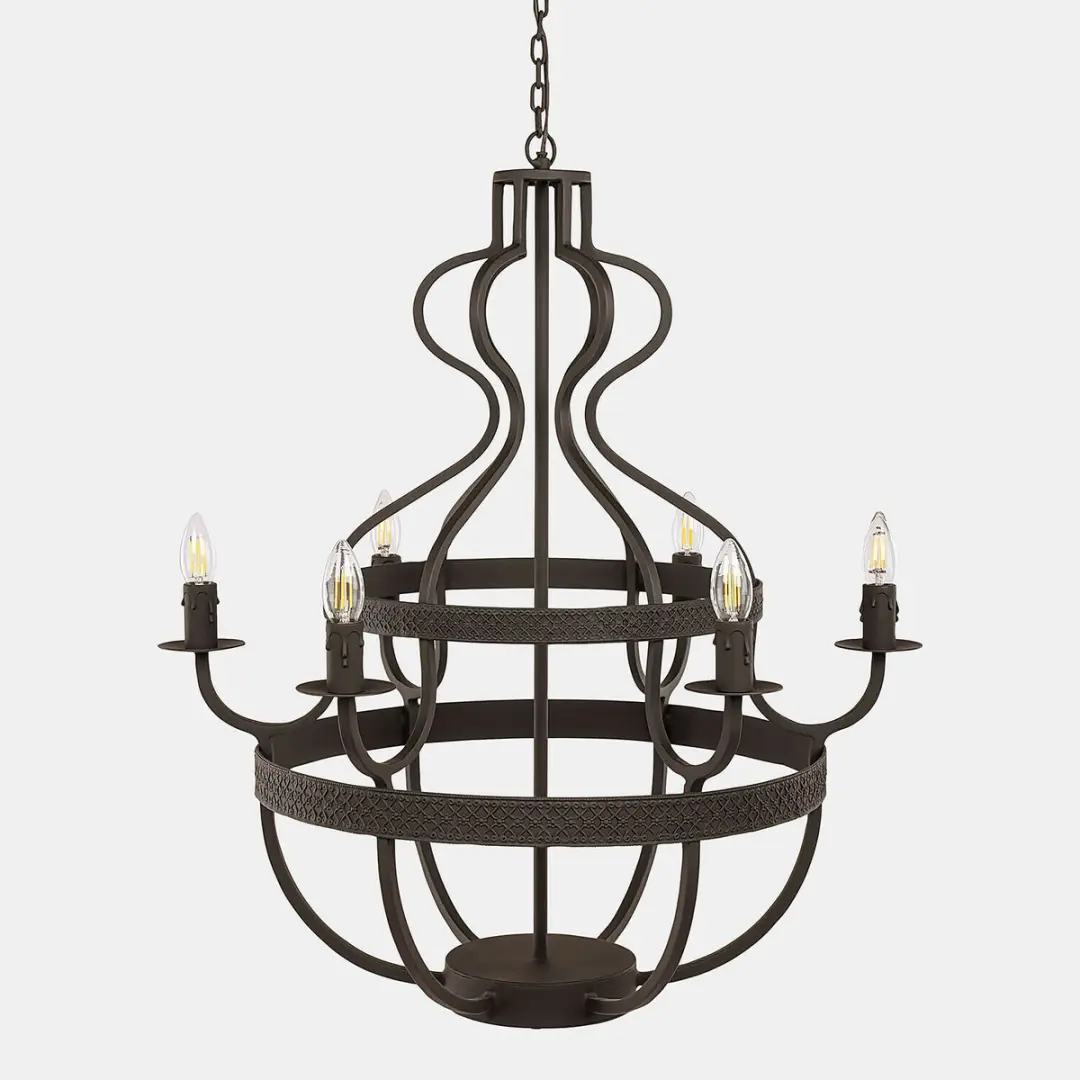 Loberon Haldrin Kroonluchter - 72cm - Antiekzwart