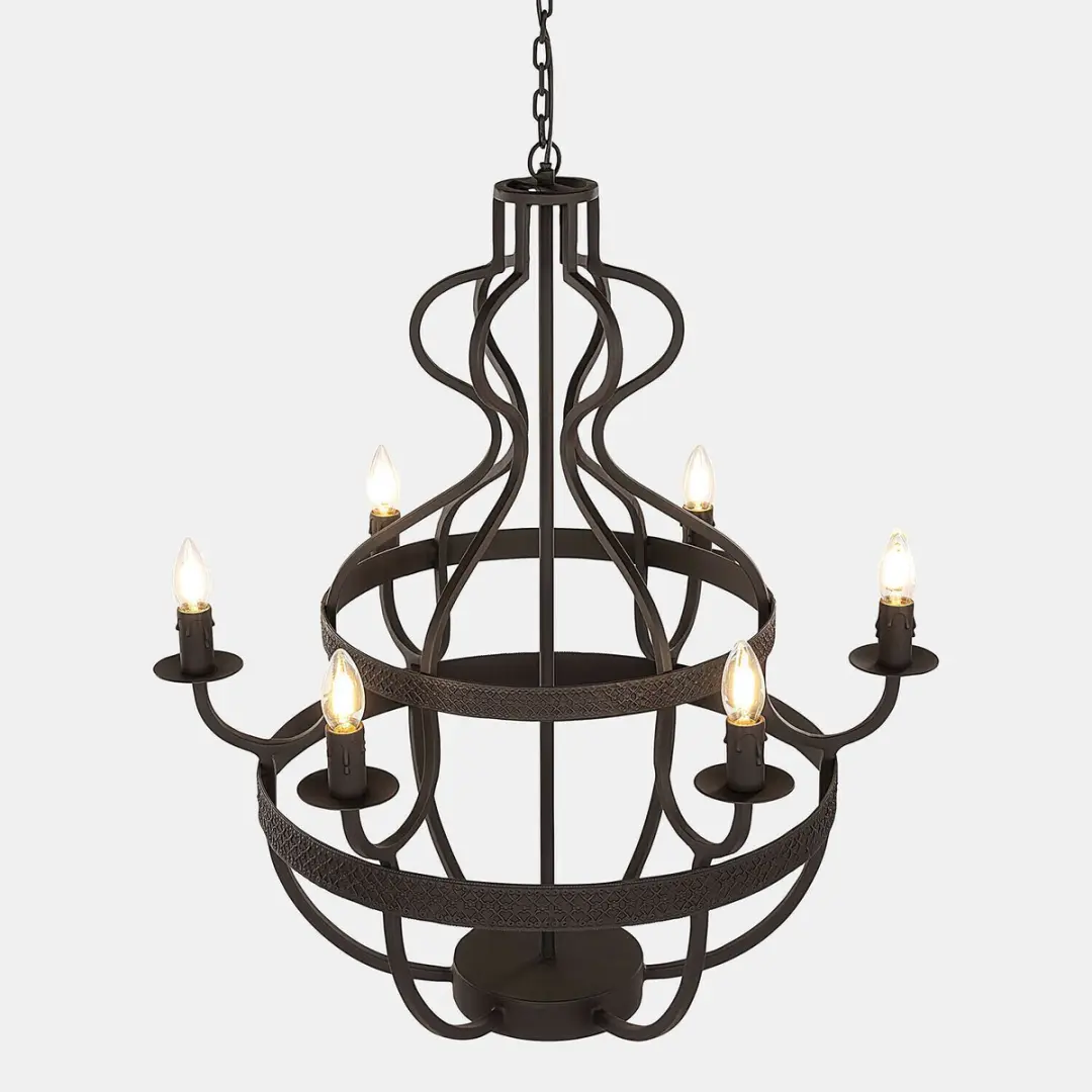 Loberon Haldrin Kroonluchter - 72cm - Antiekzwart