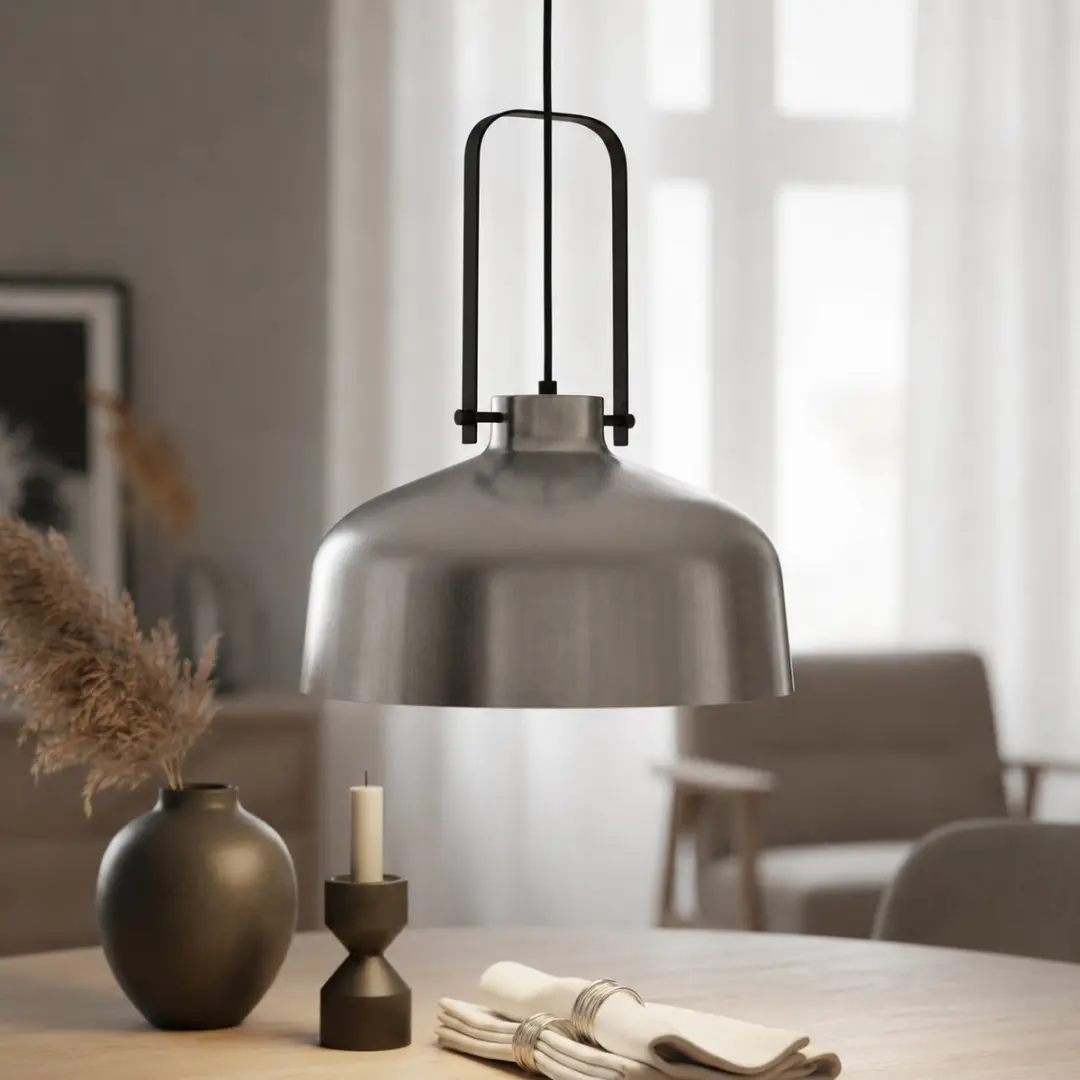 Artdelight Hanglamp Mendoza - Mat Staal/Zwart - E27 - 37,5 cm