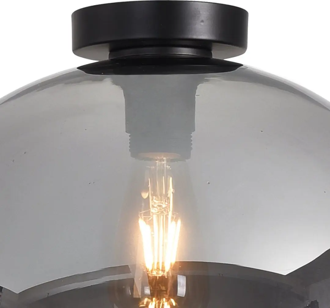Artdelight Plafondlamp Marino Ø40cm - Zwart & Smoke Glas