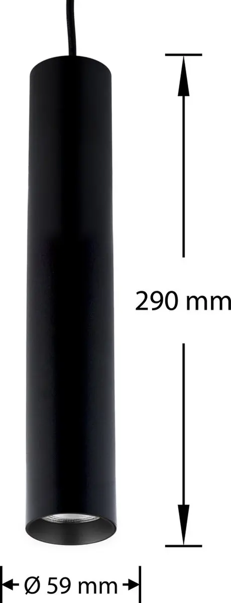 Groenovatie Design Tube Hangspot GU10 - Ø59x290mm Mat Zwart - afbeelding 2 van 6