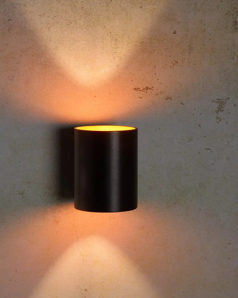 Groenovatie Wandlamp Rond Mat Zwart & Goud