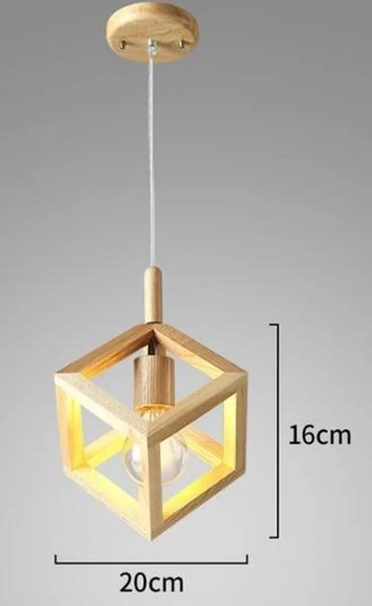 Groenovatie Houten Design Hanglamp E27 20x16cm - Bruin - afbeelding 3 van 3
