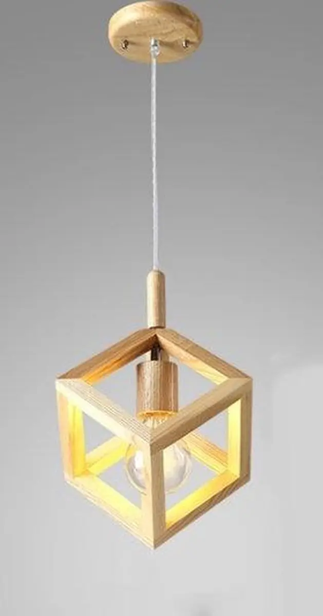 Groenovatie Houten Design Hanglamp E27 20x16cm - Bruin - afbeelding 2 van 3