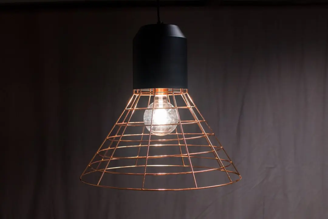Groenovatie Metalen Hanglamp Cage E27 - Koper/Zwart - Ø45x40cm - afbeelding 6 van 6