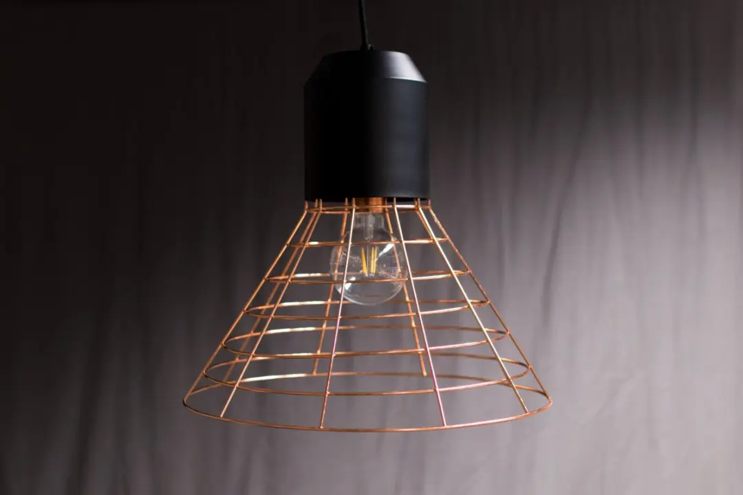 Groenovatie Metalen Hanglamp Cage E27 - Koper/Zwart - Ø45x40cm - afbeelding 5 van 6