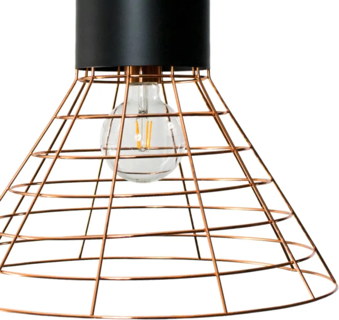 Groenovatie Metalen Hanglamp Cage E27 - Koper/Zwart - Ø45x40cm - afbeelding 3 van 6