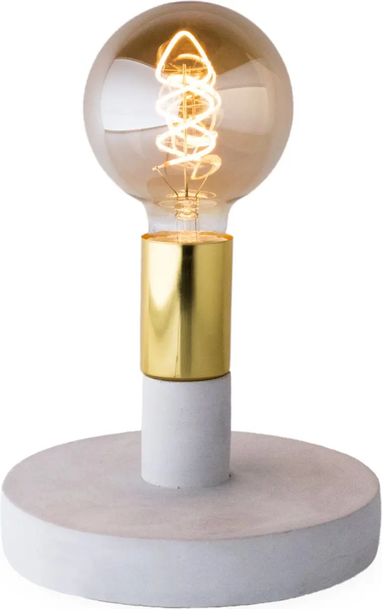 Groenovatie Beton Tafellamp - Grijs/Goud - 1x E27 - Ø18x24cm - afbeelding 4 van 6