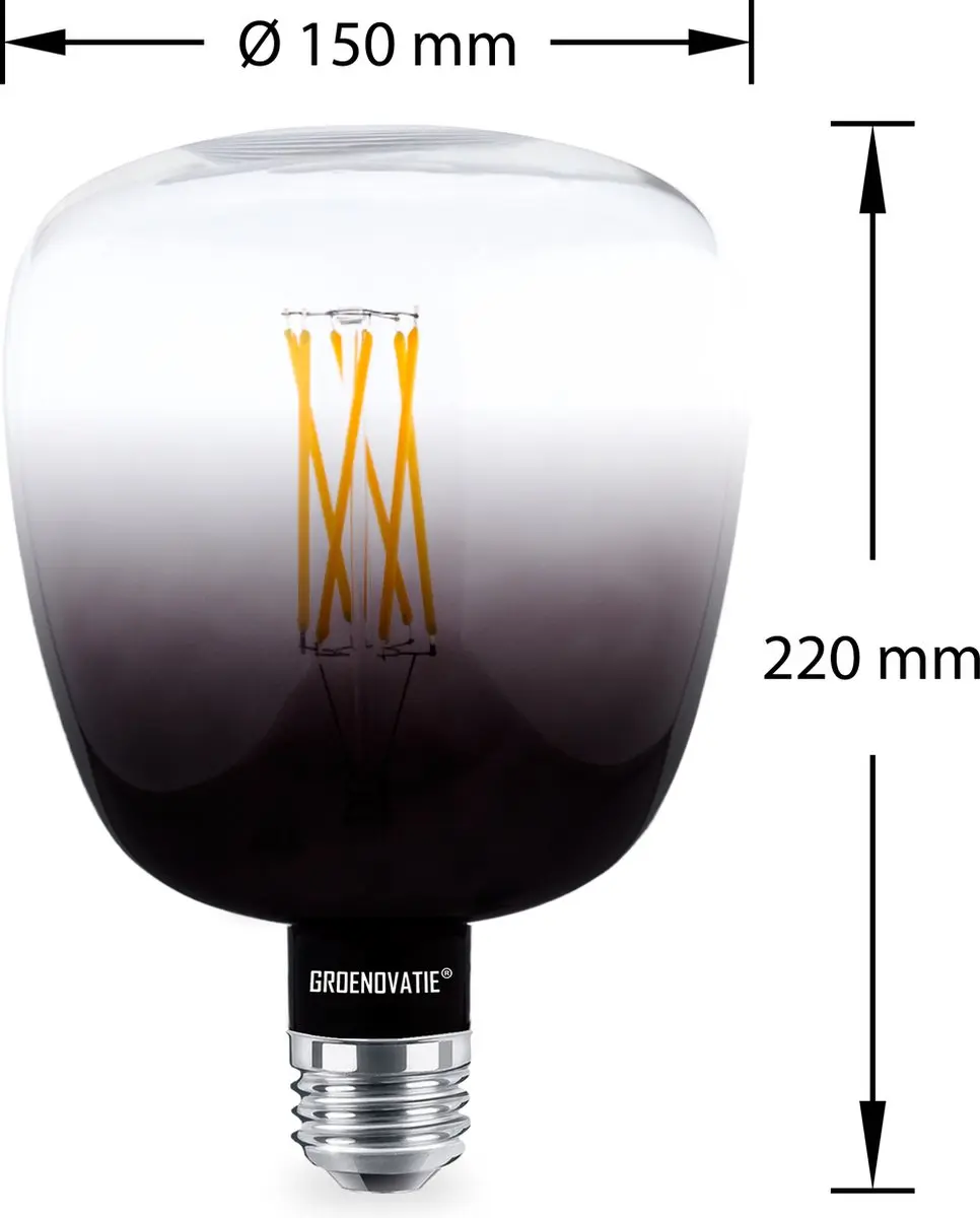 Groenovatie E27 LED Filament XL T145 Half Smoke - 6W Warm Wit Dimbaar - afbeelding 3 van 6
