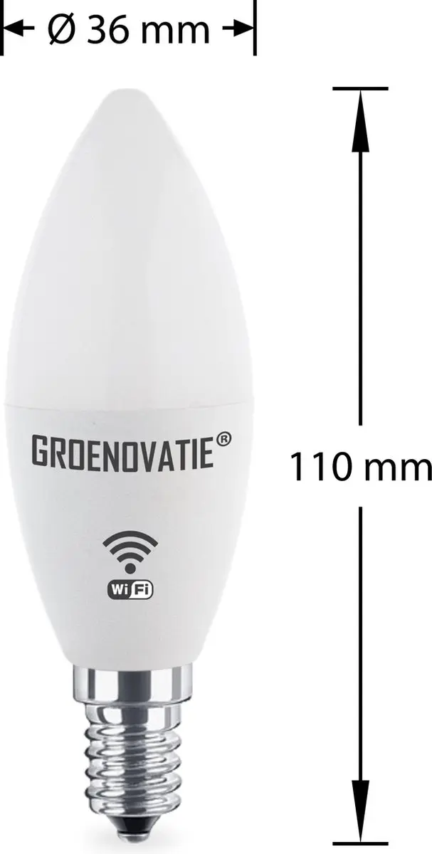 Groenovatie Wifi Smart LED Lamp E14 5W RGBW - Helder - afbeelding 4 van 5