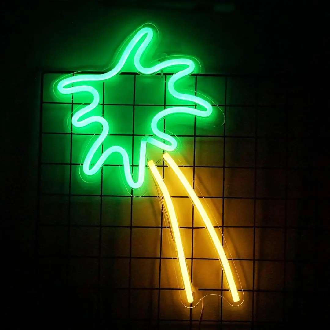 Groenovatie LED Neon Wandlamp Kokospalm USB - 5W - Groen/Geel - afbeelding 2 van 2