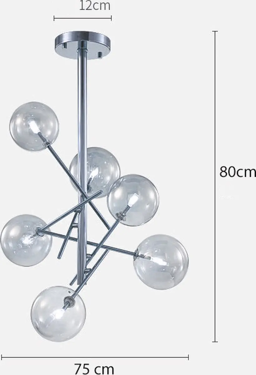 Groenovatie Glazen Design Hanglamp 6x G4 - 75x80cm - Chroom - afbeelding 5 van 5