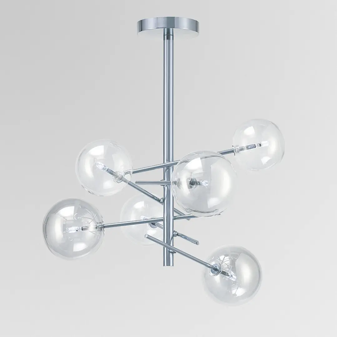 Groenovatie Glazen Design Hanglamp 6x G4 - 75x80cm - Chroom - afbeelding 4 van 5