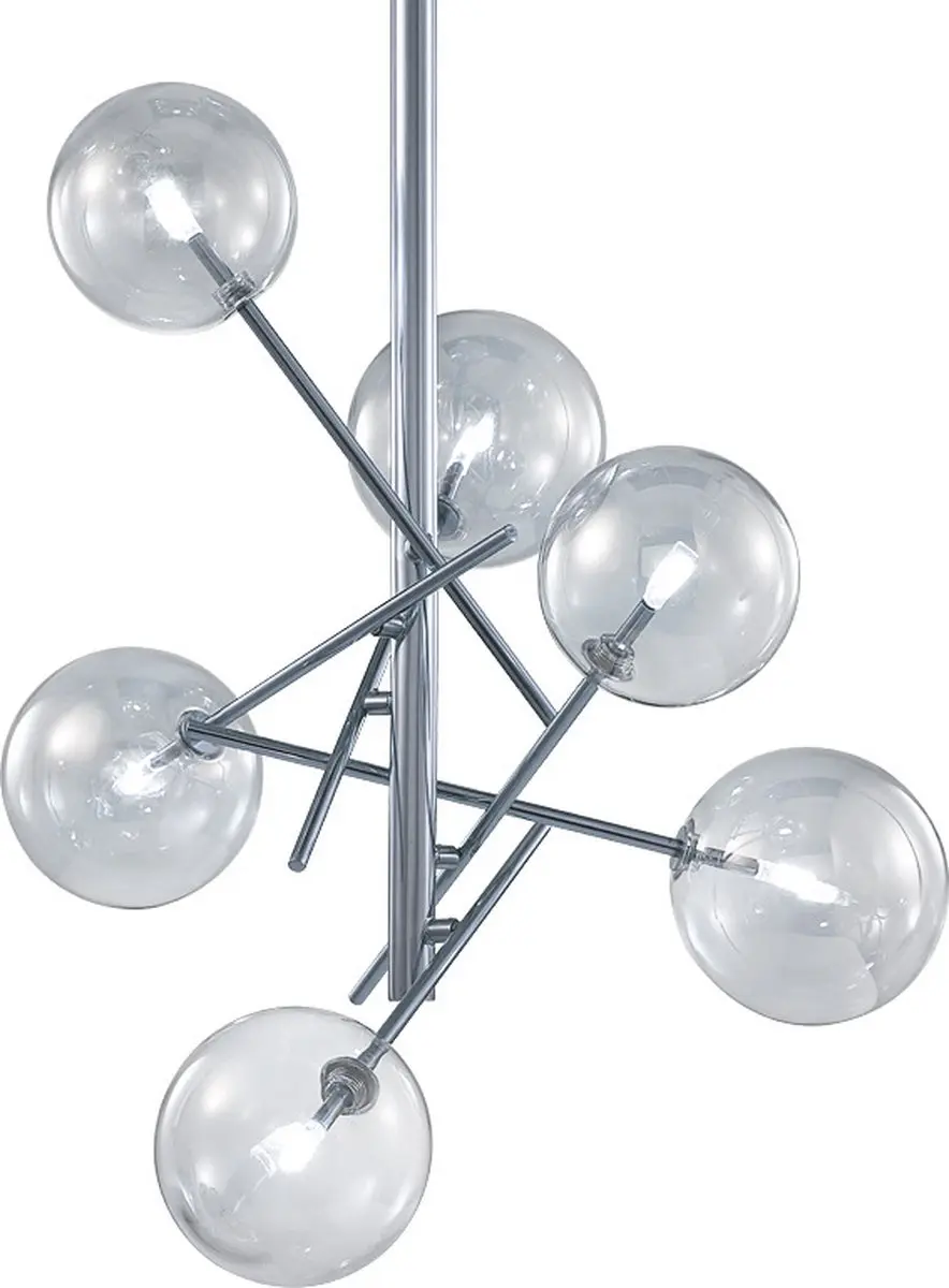 Groenovatie Glazen Design Hanglamp 6x G4 - 75x80cm - Chroom - afbeelding 3 van 5
