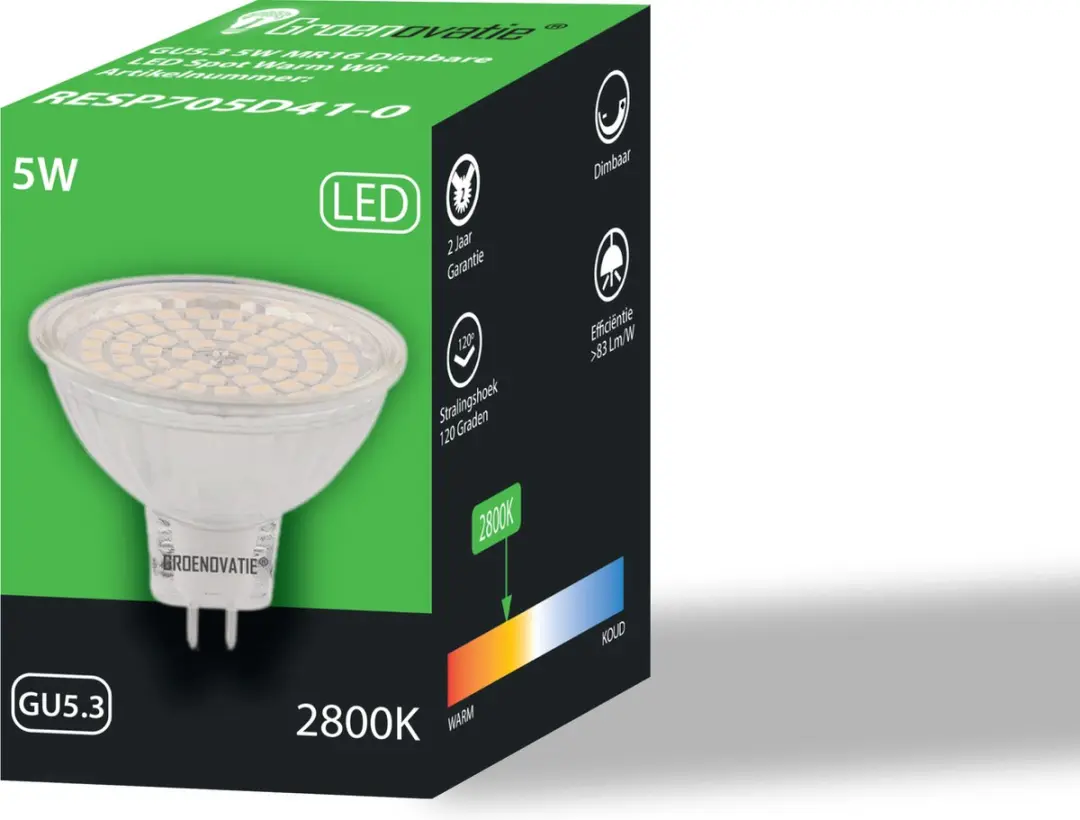Groenovatie LED Spot GU5.3 5W Dimbaar Warm Wit - afbeelding 6 van 6