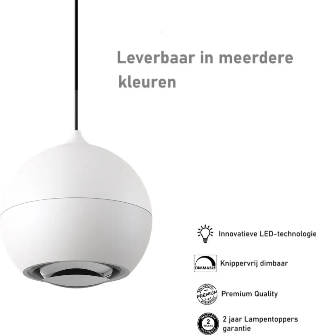 Artdelight Hanglamp Miami Ø10cm - Warm wit 2700K - Wit