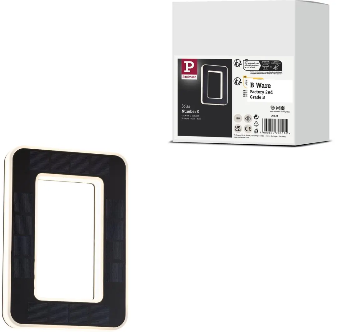 Solar LED-huisnummerverlichting B-waar incl. verwisselbare accu Nummer 0 IP44 30