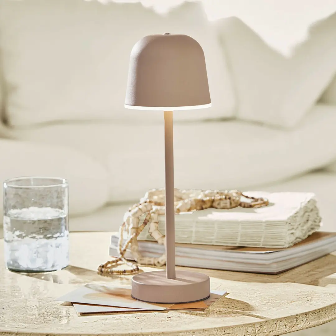 Loberon Ulianne Oplaadbare Tafellamp - 25W - 11cm - Beige