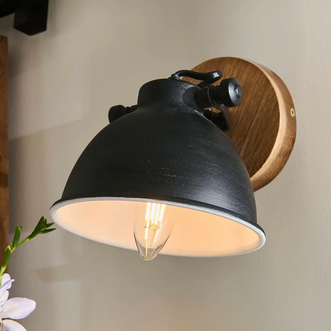 Loberon Ballée Wandlamp - 15cm - Antiekzwart/Bruin