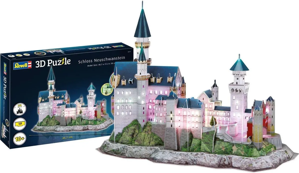 Revell 00151 3D Puzzel Schloss Neuschwanstein - LED Edition - 128 Stuks - Multi