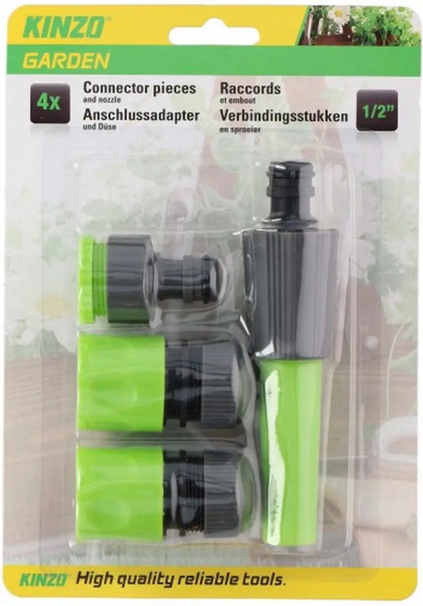 sproeikop met 3 koppelstukken grijs/groen