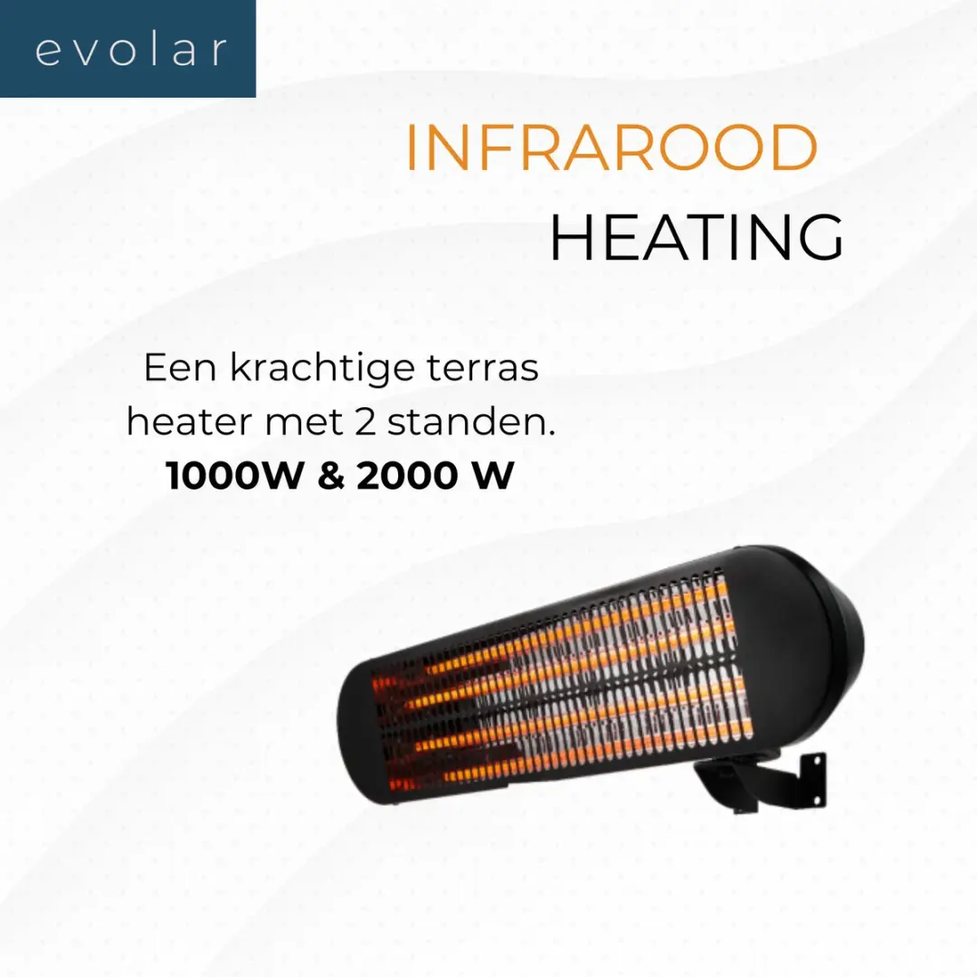 Evolar EVO-WMS2000 Hangende Verwarming 2000W - Zwart - afbeelding 4 van 6