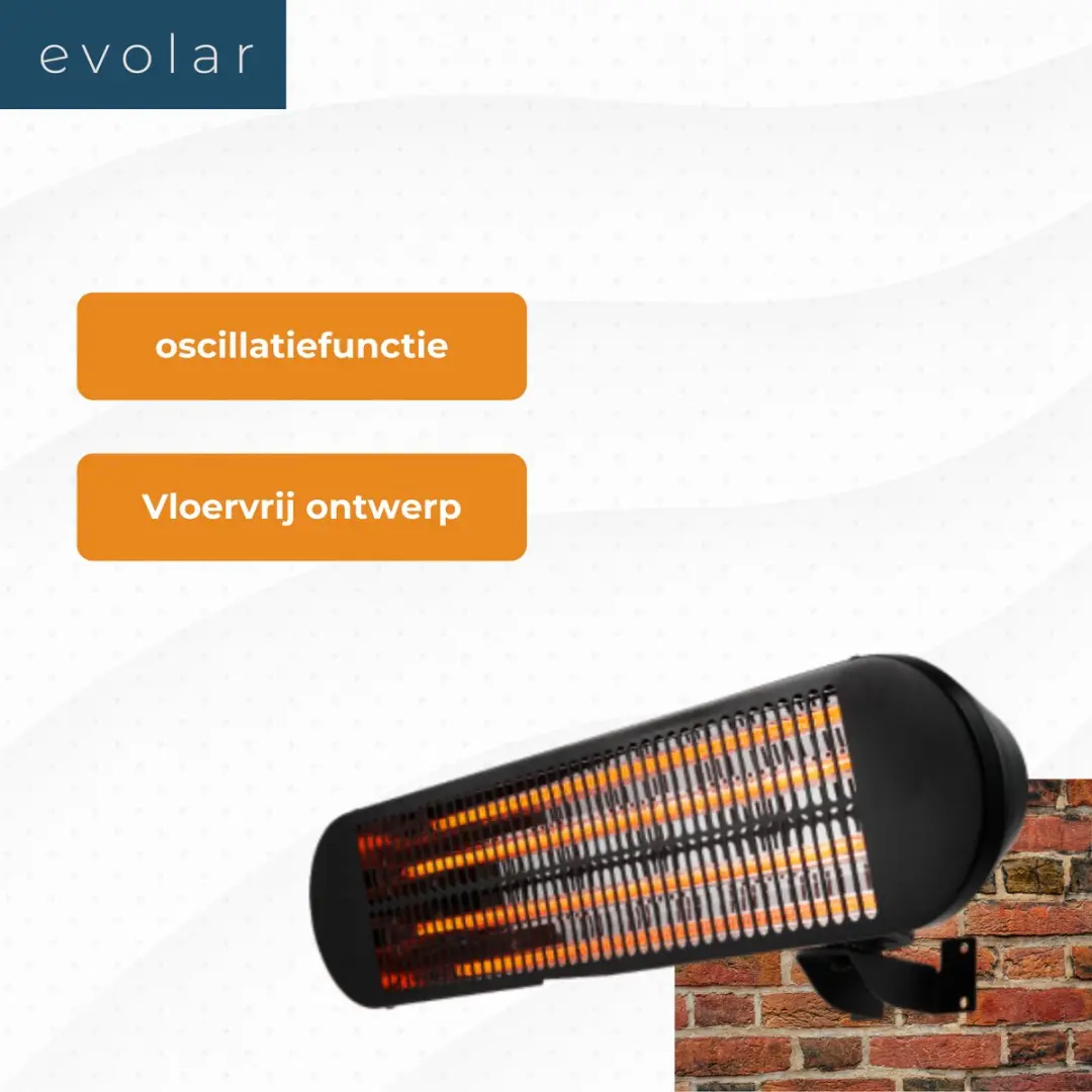 Evolar EVO-WMS2000 Hangende Verwarming 2000W - Zwart - afbeelding 2 van 6