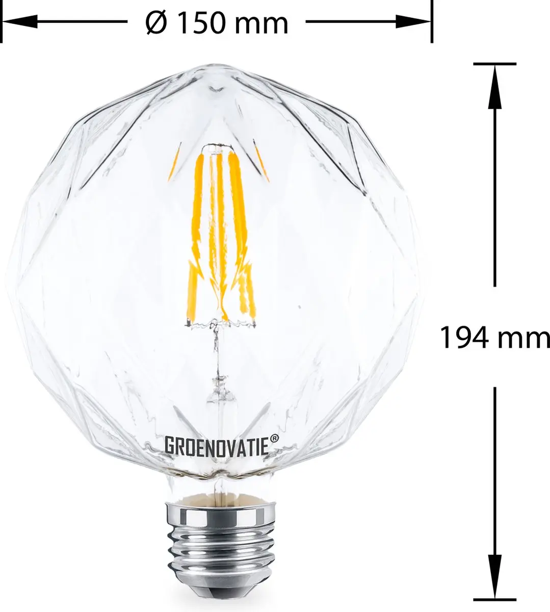 Groenovatie E27 LED Filament Briljant 8W Warm Wit Dimbaar