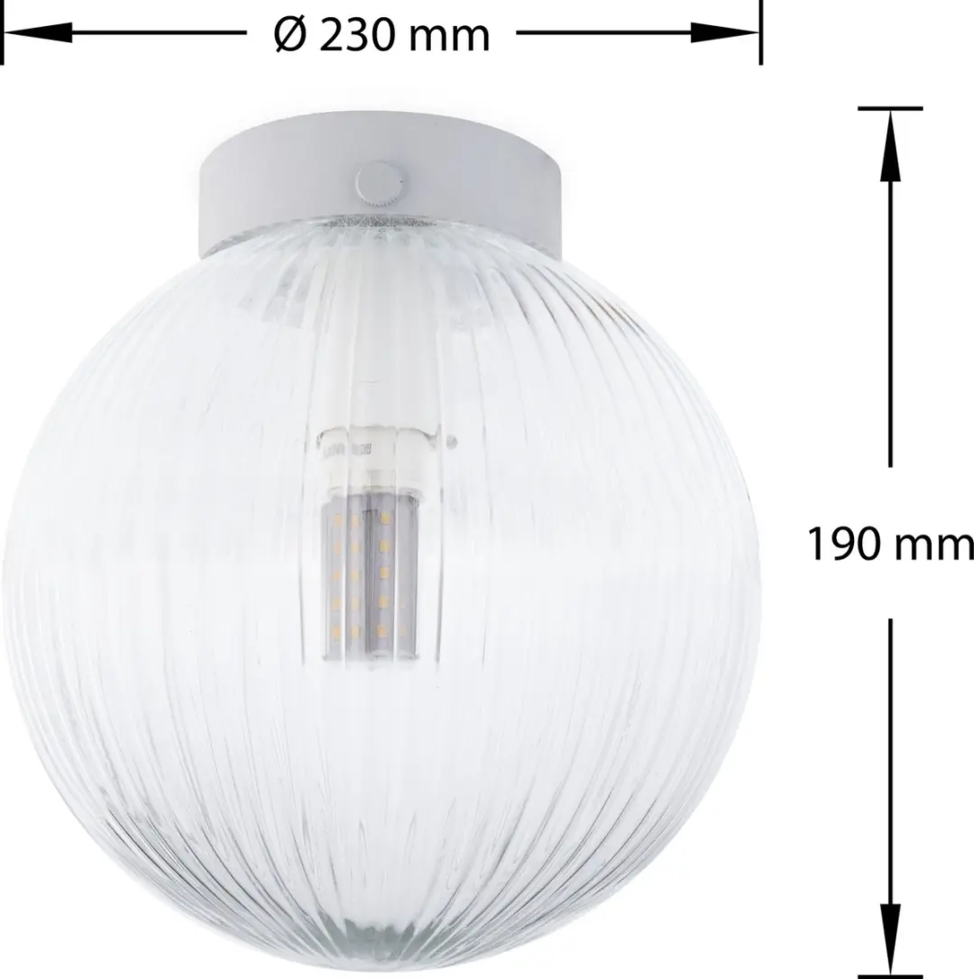 Groenovatie Glazen Wandlamp Geribbeld Ø230mm - E27 - Transparant