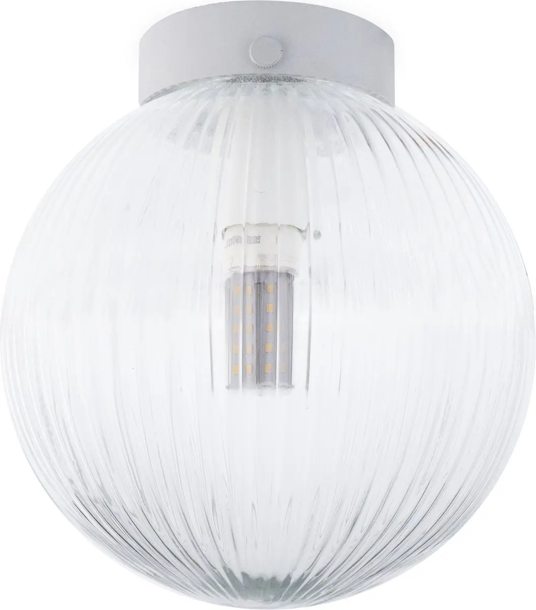 Groenovatie Glazen Wandlamp Geribbeld Ø230mm - E27 - Transparant