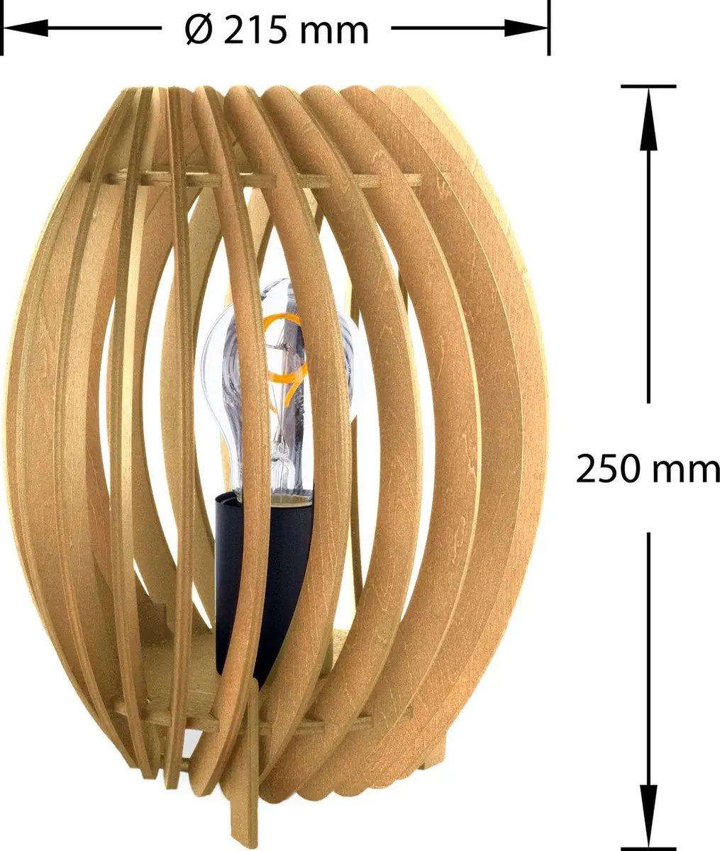 Groenovatie Houten Tafellamp E27 - ⌀215mm - Naturel