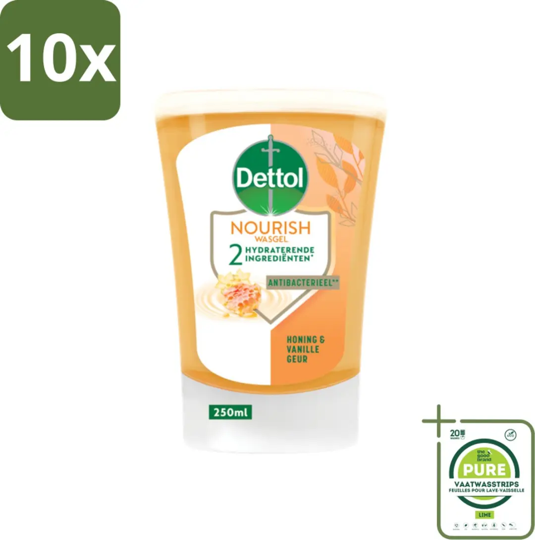 10 x Dettol No-Touch Handzeep Refill Extra Care Honey & Sheabutter 250 ml